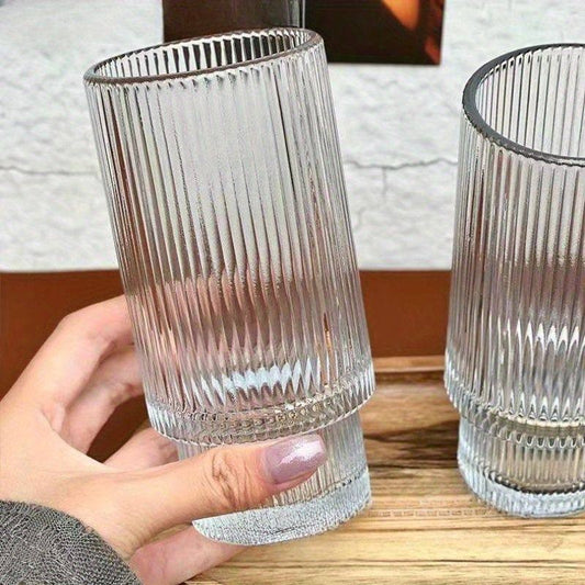 330ml Fancy Aesthetic Highball crystal ribbed  glasses