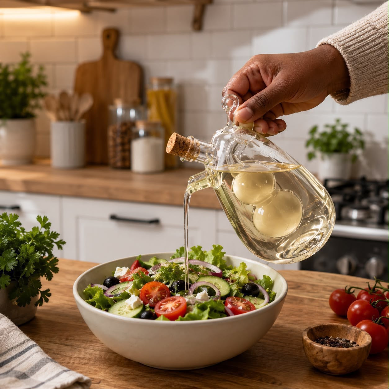 2 in 1 double mouth oil and vinegar dispenser