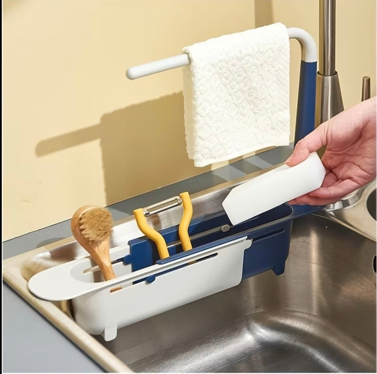 Telescopic sink caddy organizer