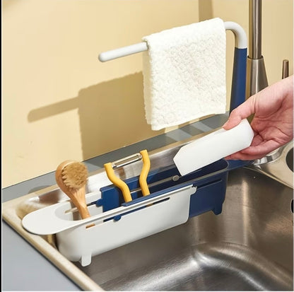 Telescopic sink caddy organizer