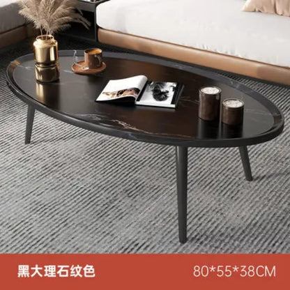 Modern Oval Wooden Coffee Table Solid Wood