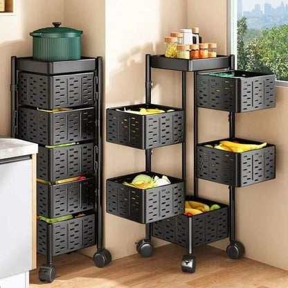 Heavy-duty 5tier Square Multi-layer Basket Storage Rack for Fruits and Vegetable