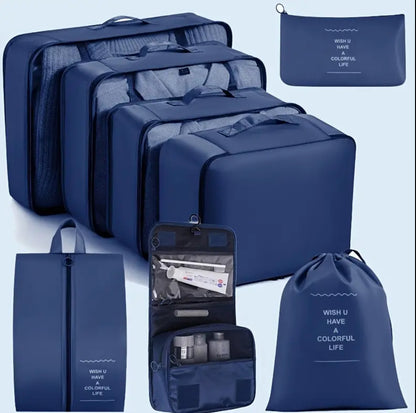 8pcs Luggage Travel Organizers For Suitcase With Toiletry Case