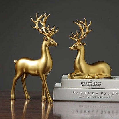 Two golden deers Crystal Ball Center piece set