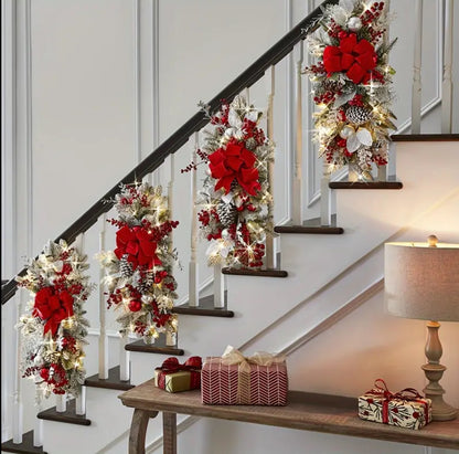 Classy Christmas Stairway Wreath Pendants LED Lights Staircase Wreath Ornament