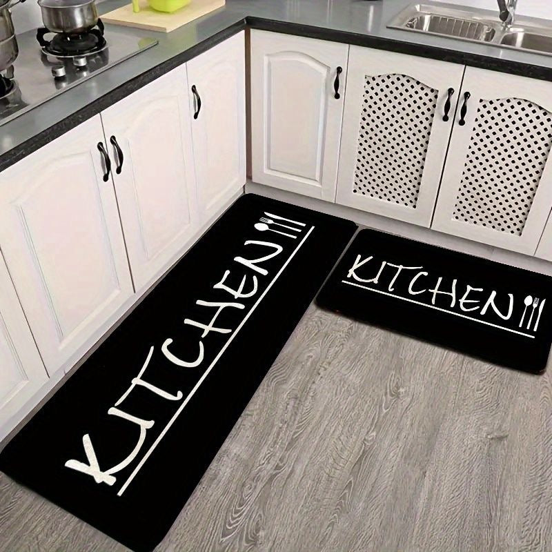 A set of 2 pcs rubber bottom kitchen mats