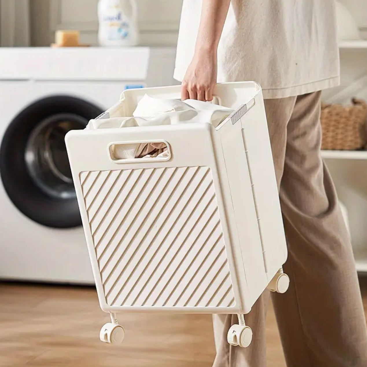 2pcs Foldable laundry Hamper basket with Wheels