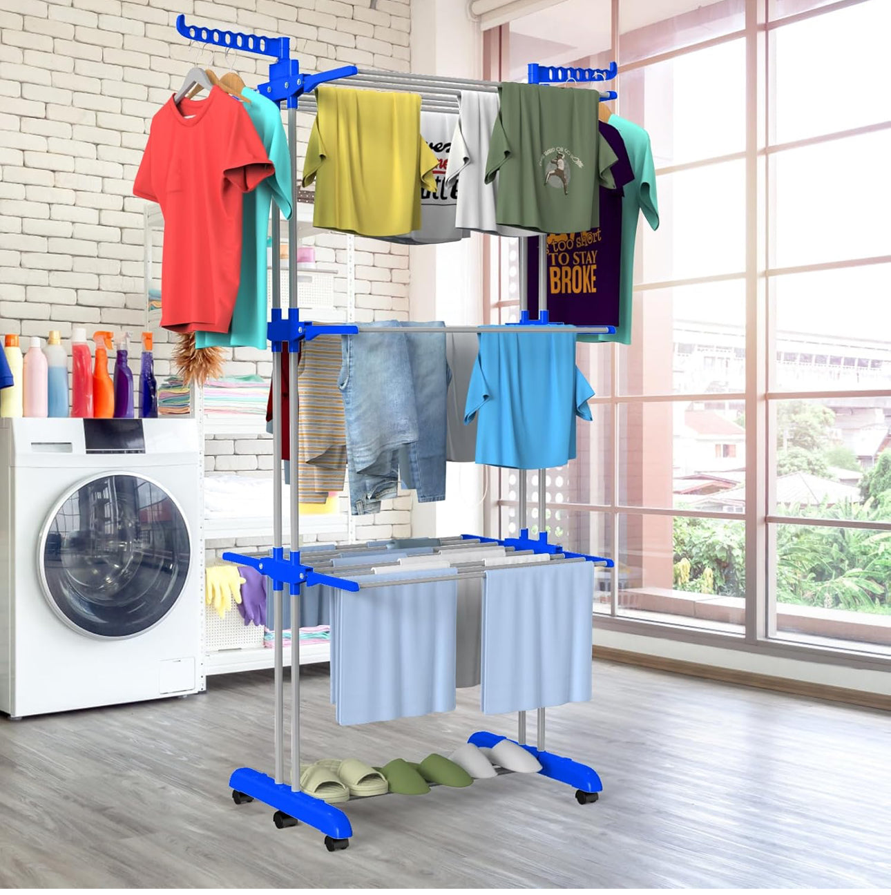 3 Layer Portable / Movable Cloth Drying  Rack