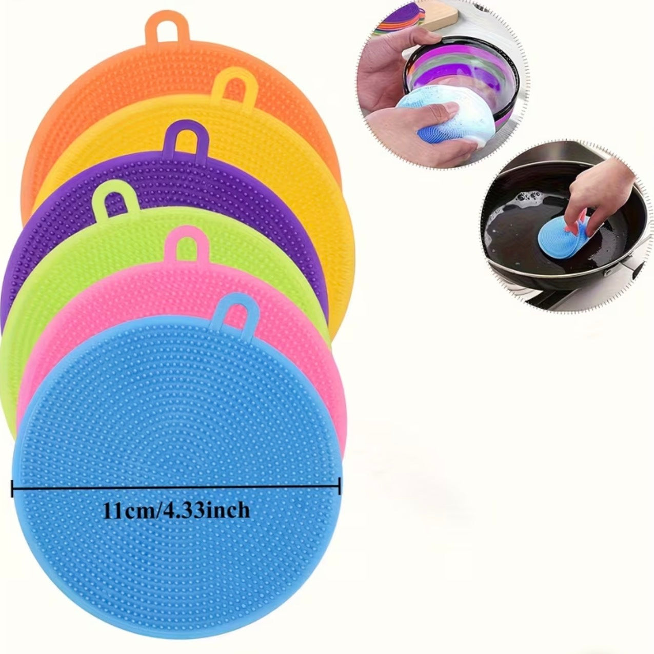 5pc set mixed colors dish washing silicone scrubbers