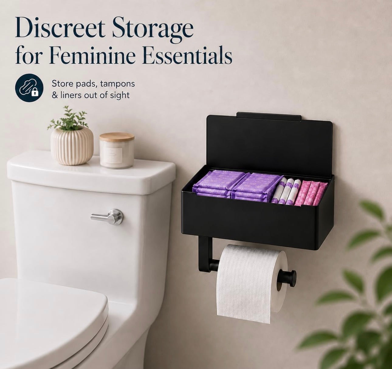 Stainless steel roll paper rack/ Tissue holder/ Toilet paper holder with storage box