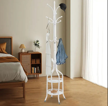 Heavy duty wrought iron coat/handbag floor-standing rack