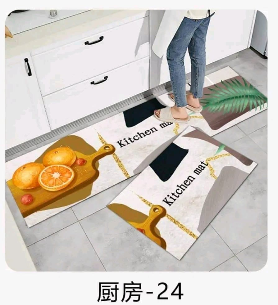 A set of 2 pcs rubber bottom kitchen mats