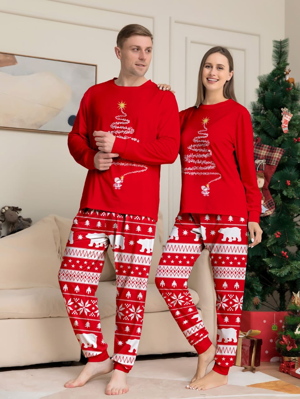 New Family Red matching Christmas pajamas outfit