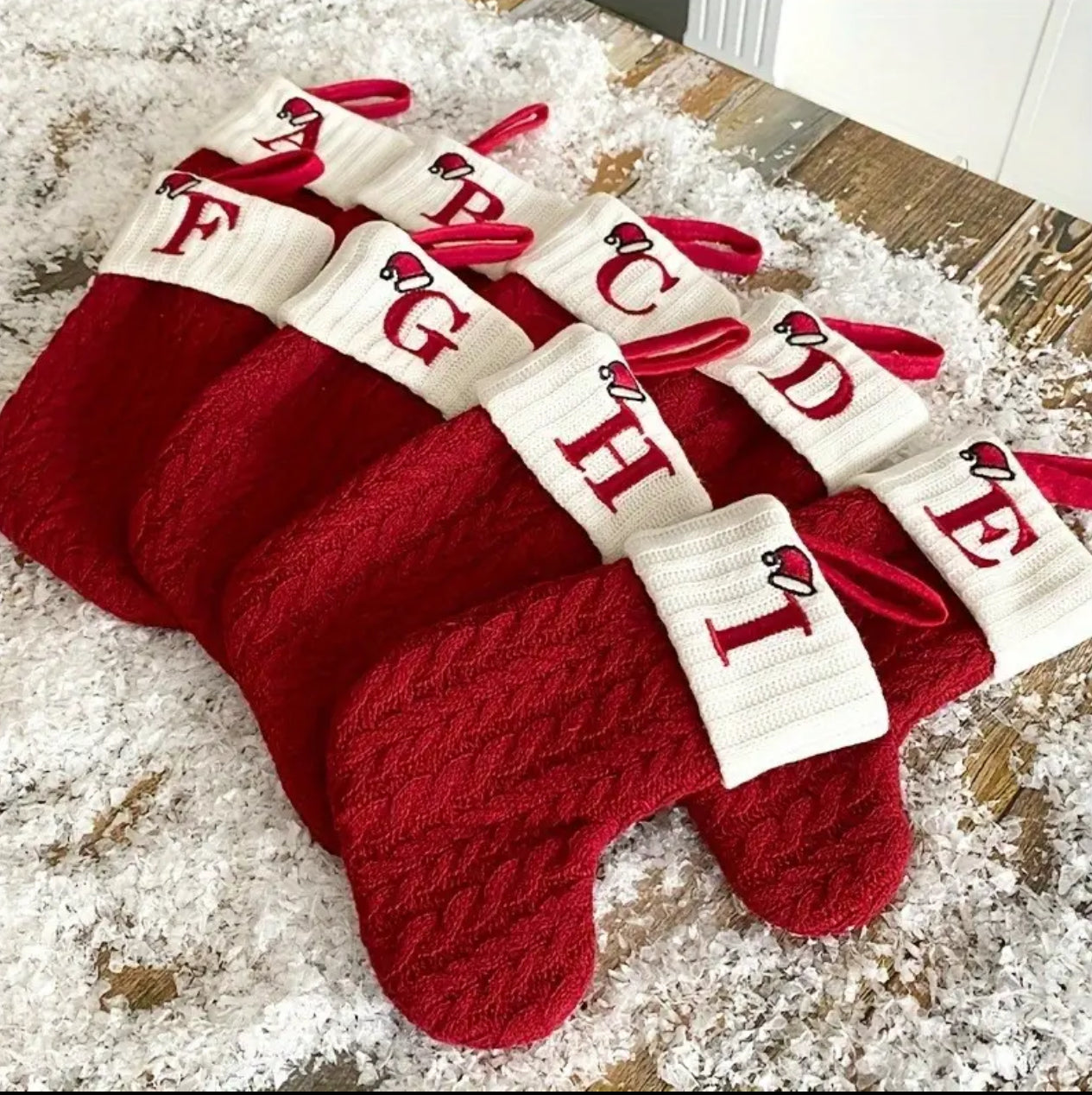 knit monogram Christmas socks