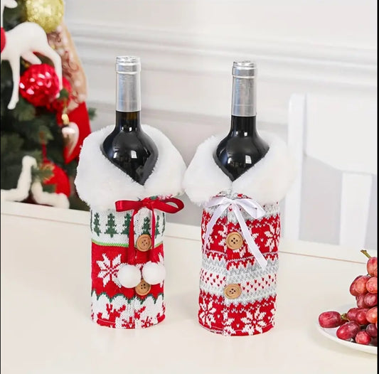 Fluffy Christmas Wine Bottle Cover