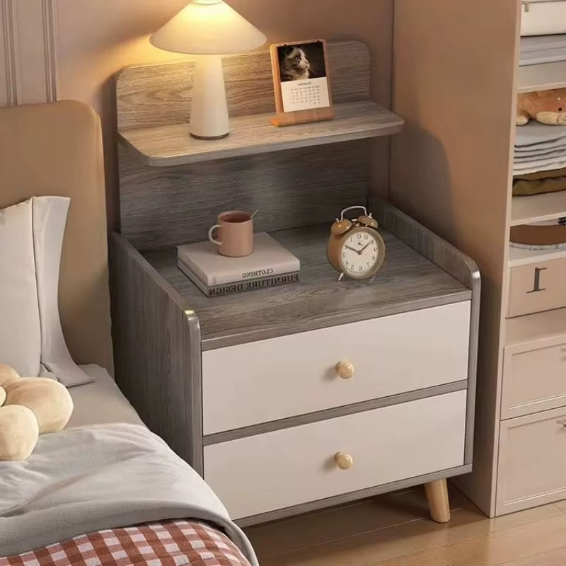 Minimalist wooden bedside table with drawer
