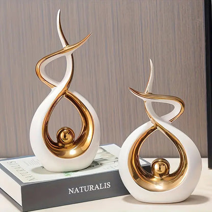 2pcs ABSTRACT CERAMIC STATUES