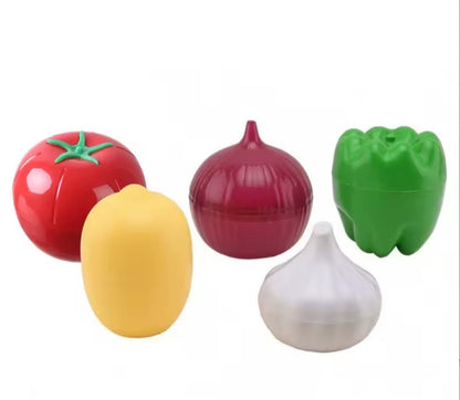 Food storage containers, onion, lemon, garlic, tomato, green pepper shaped sealed crisper freezer safe fruit vegetable fresh keeping box.
