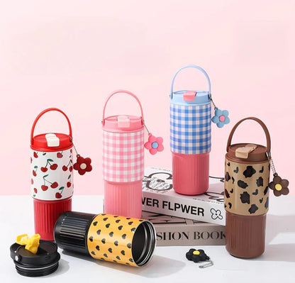 Stainless Steel checked Tumbler silicone handle 750ml