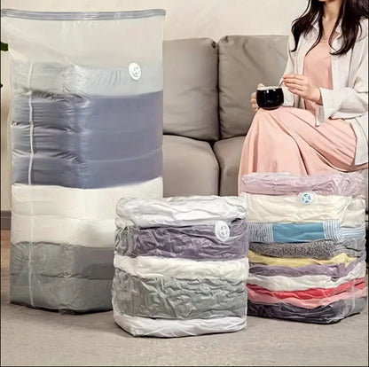 5pcs set No Pump Needed Vacuum Storage Bags for Clothes Blankets Comforters Sweaters Pillows Home Compression Seal Bags Space Saver Bags