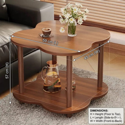 Modern Wooden Flower Shape Vintage  Side Table