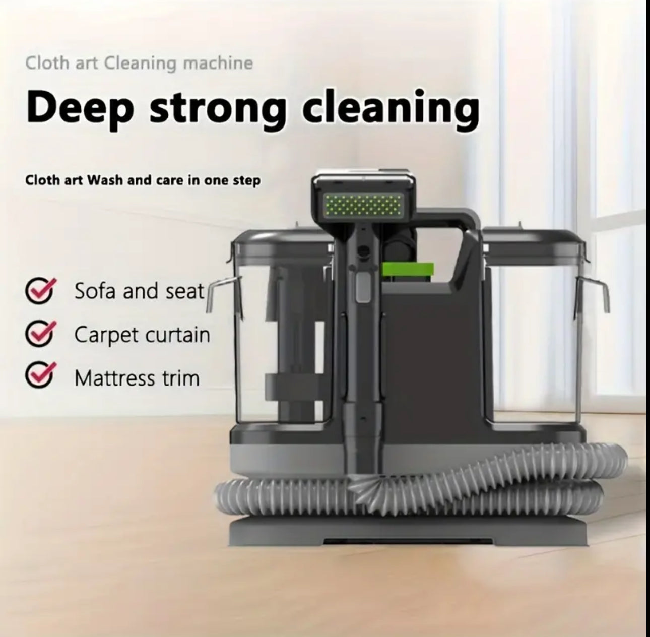 Wet and Dry Vacuum Handheld Portable Corded Sofa Carpet Cleaner Fabric Double Head Stain Fabric Cleaning Machine