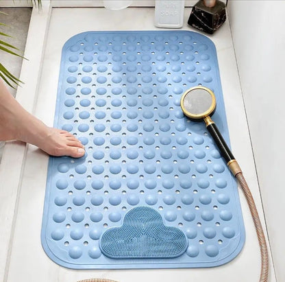 Anti slip bathroom mat with foot scrub