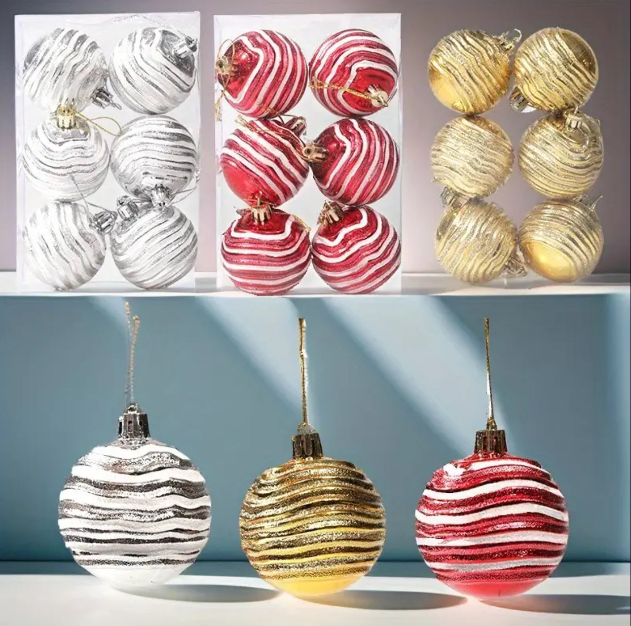 6pcs New Plastic Christmas Ball 6cm Abnormal Shaped Ball