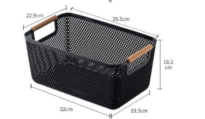Large size Modern hard Plastic Storage Basket with Wooden Handles