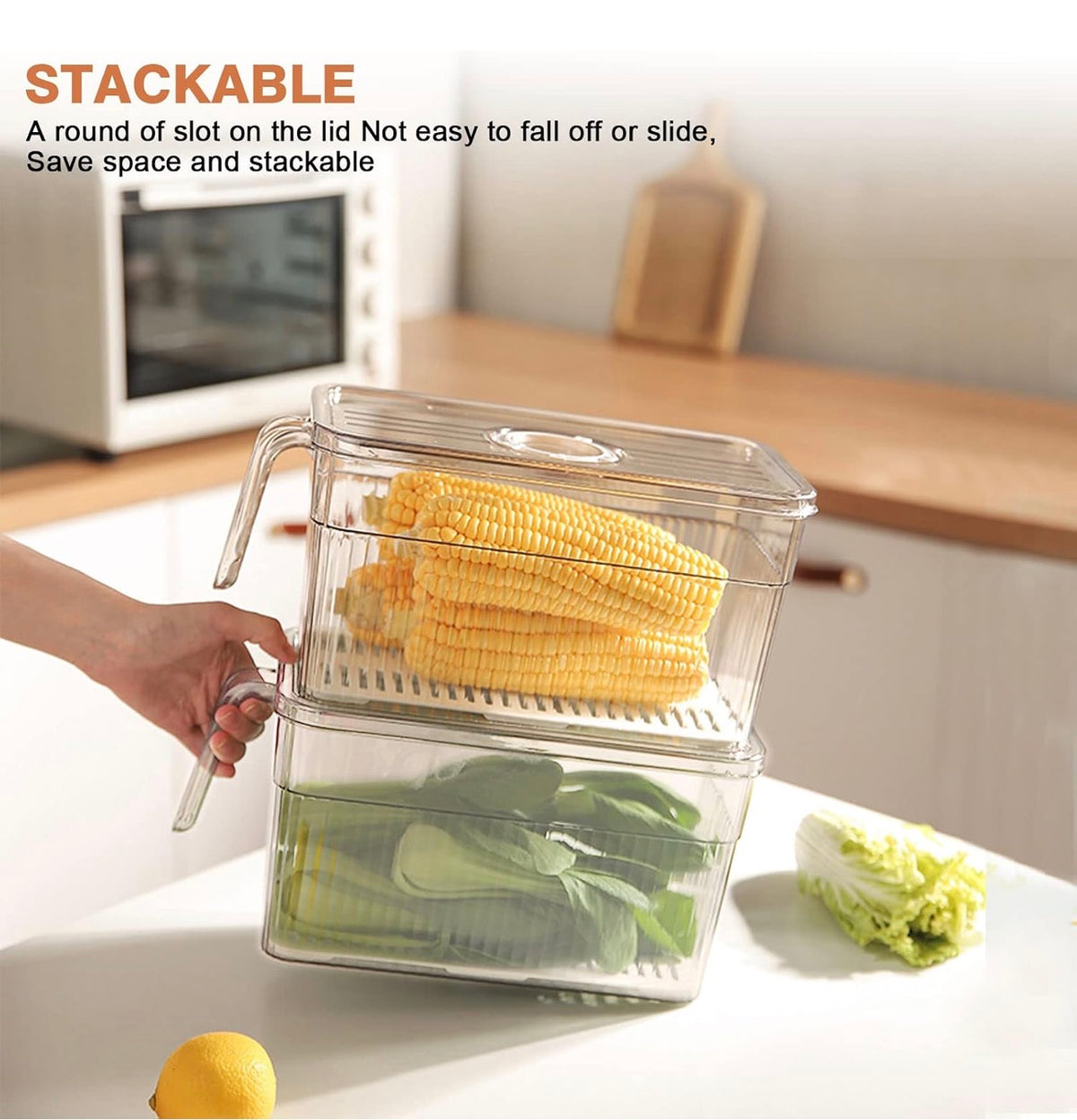 Acrylic fridge containers with handle & lid