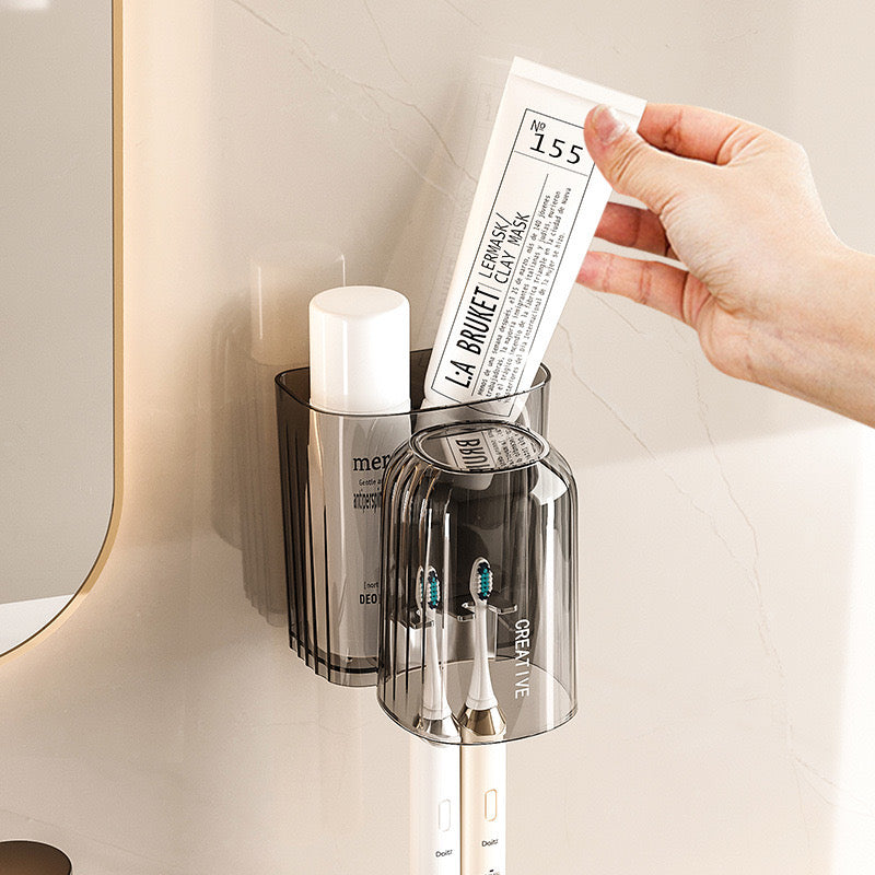 Luxury Wall-Mounted Toothbrush & Mouthwash Cup Holder