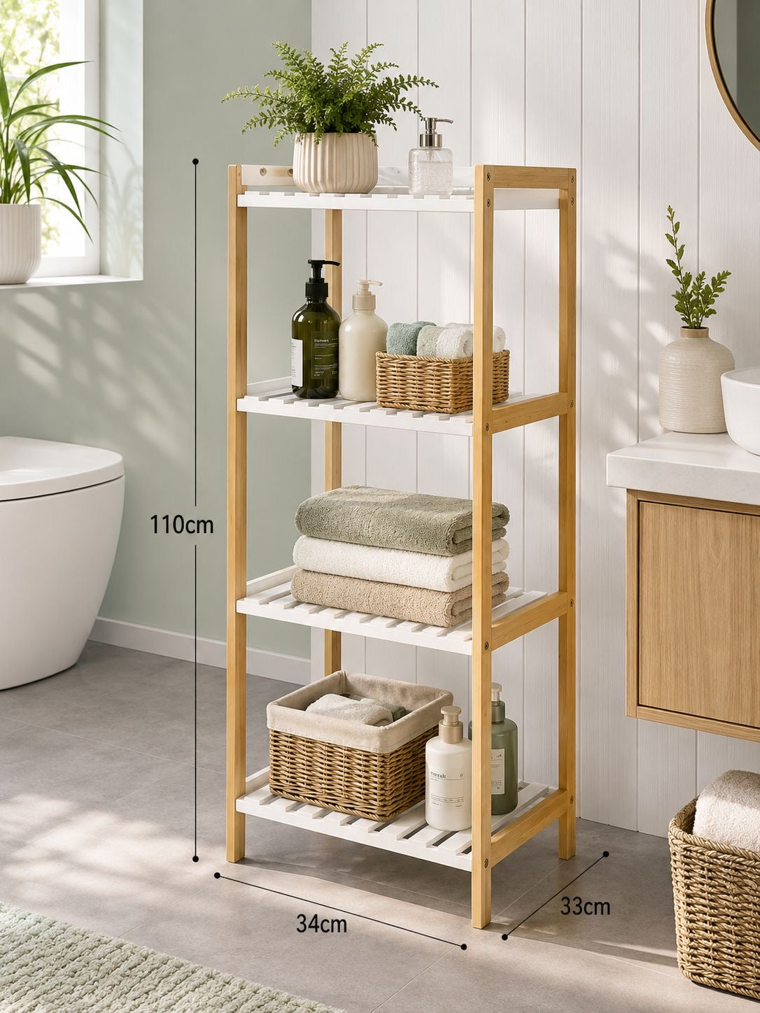 4-Tier Bamboo Bathroom Rack