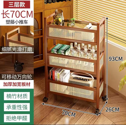 3Tier Bamboo Slim Organiser Trolley