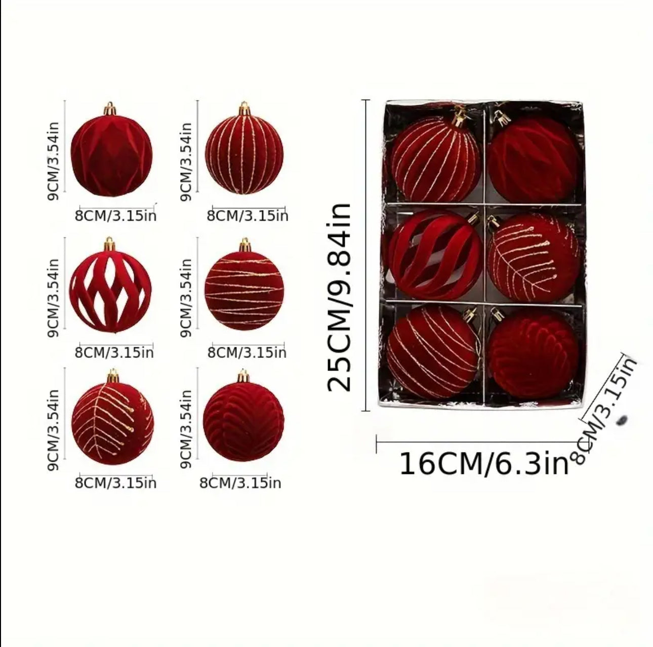 6pc set christmas ball