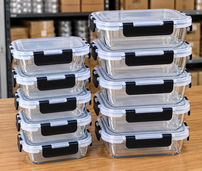 10 pcs set food grade glass storage containers