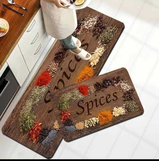 A set of 2 pcs rubber bottom kitchen mats