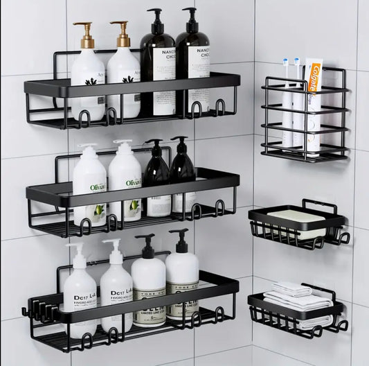 6pcs set rectangular Shower caddy shelf/Bathroom organizer