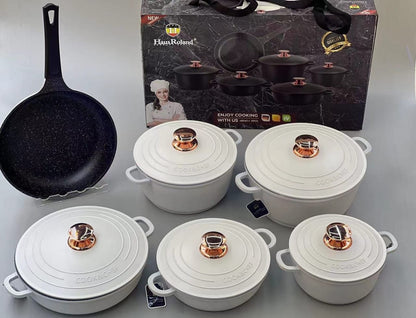 11pcs _BMN_series granite cookware set, Die cast iron pots with metallic lids