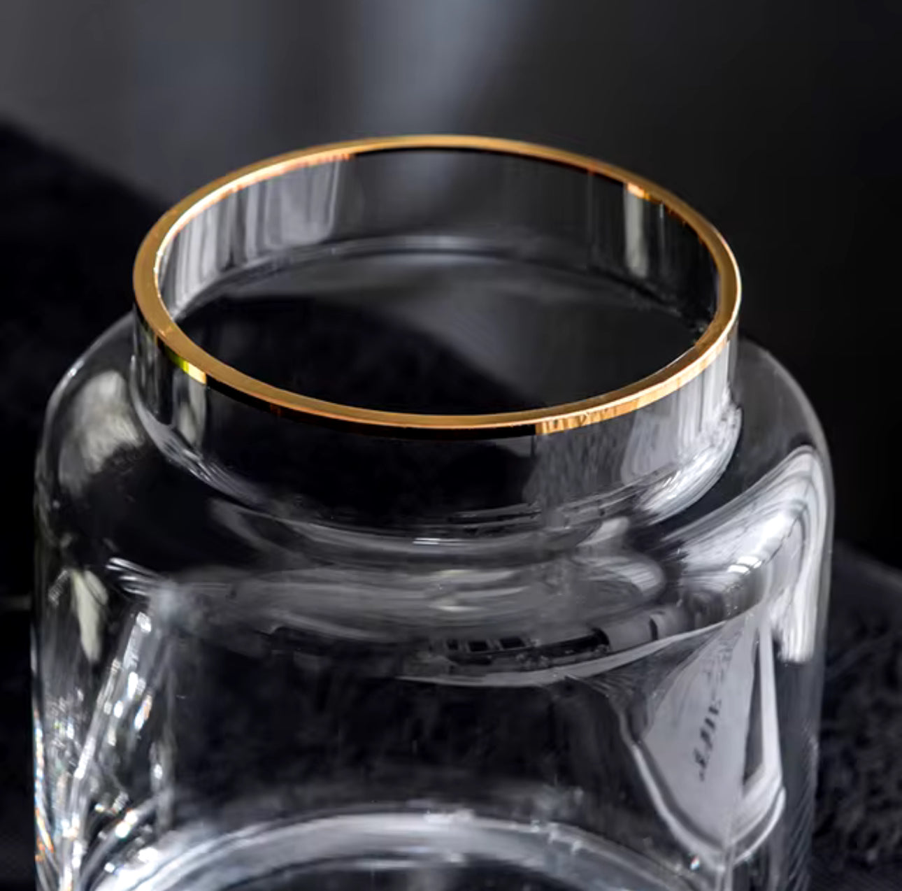 Modern creative clear  glass vase with a touch of gold