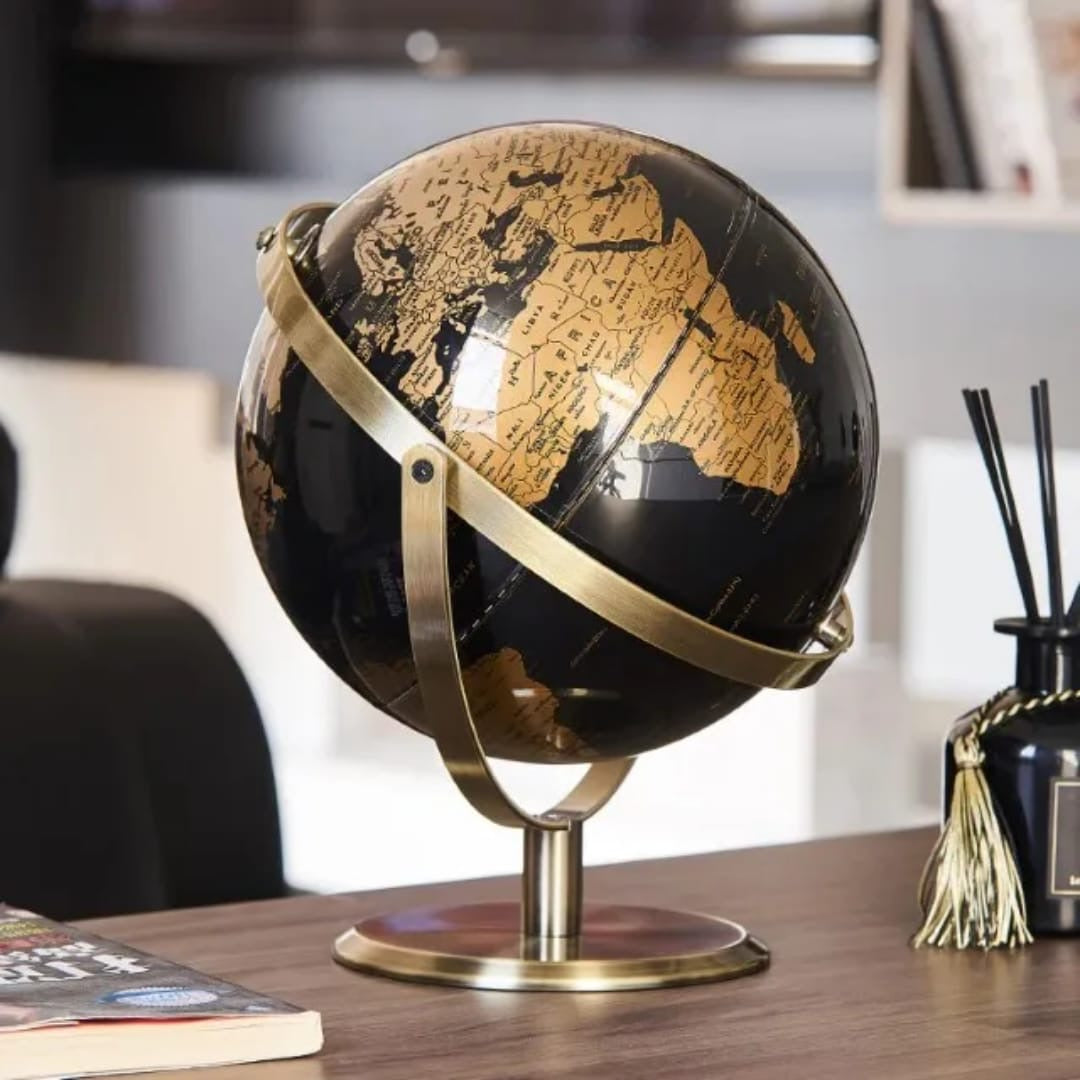 BIG SIZE Rotating Retro World Globe  Desktop Figurine