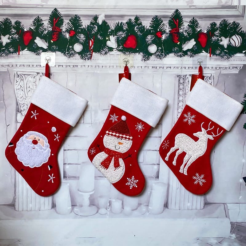 3pcs Large Christmas Stocking Socks Decorations For Home Christmas Ornament