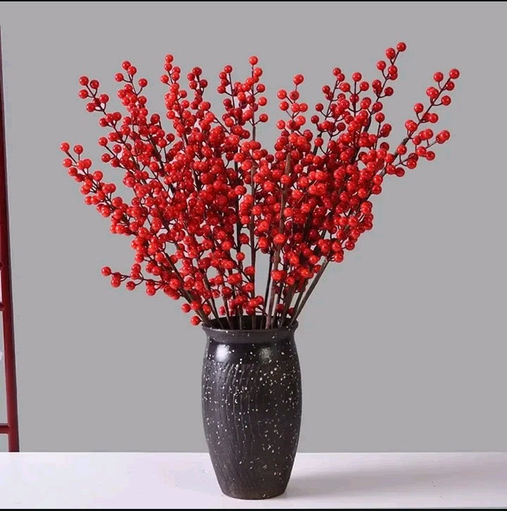5pc Artificial Christmas Red Fruits Branch