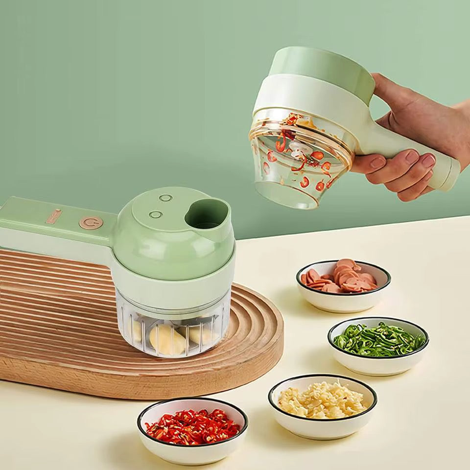 4in1 Handheld Electric vegetable cutter set with brush