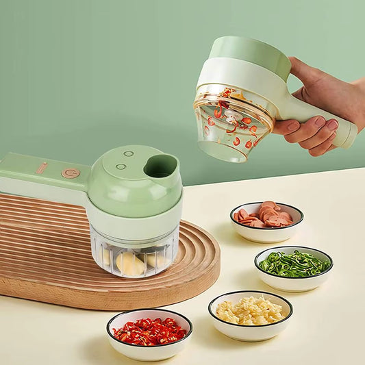 4in1 Handheld Electric vegetable cutter set with brush