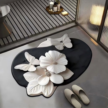 VIKAMA Simple Butterfly Pattern Irregular Bathroom Floor Mat