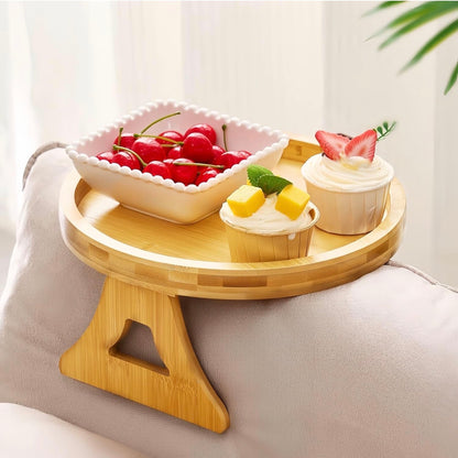 Bamboo multifunctional portable tray. Couch/sofa armrest tray