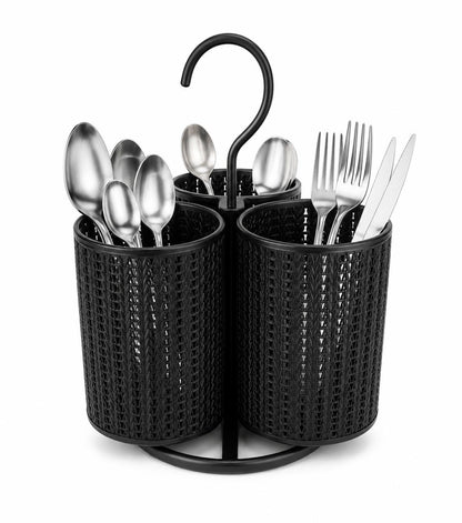 3-Compartments Rotating Stainless cutlery Organizer