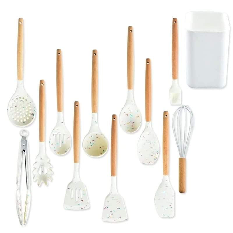 Unique white marble Silicon spoon set