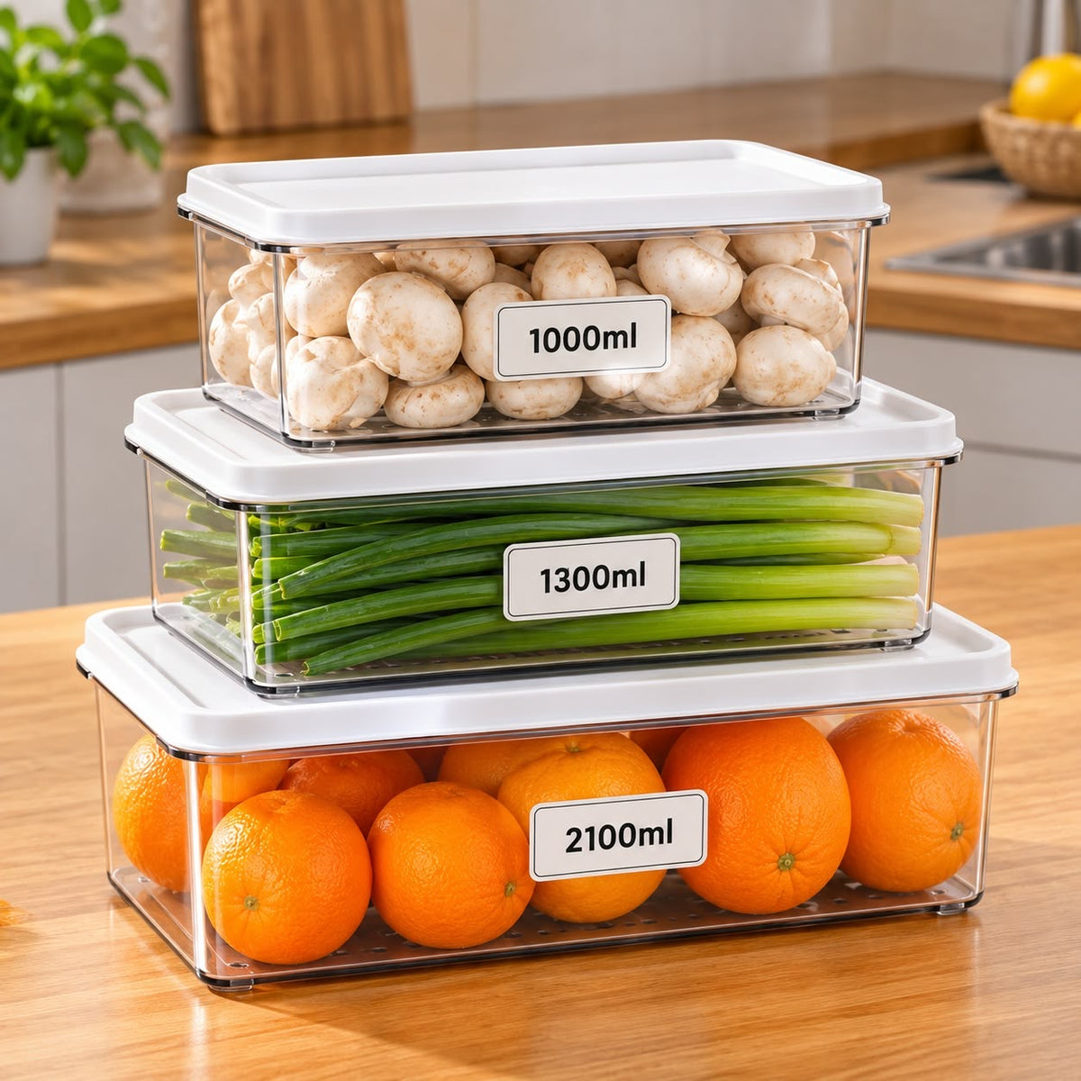 3 Pcs Refrigerator Crisper Storage Box