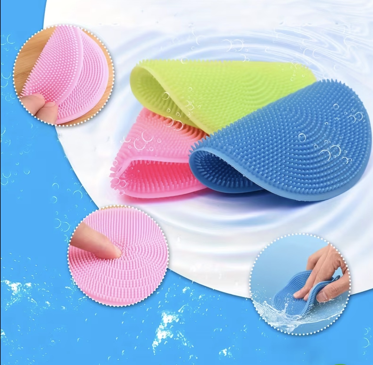 5pc set mixed colors dish washing silicone scrubbers